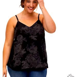 Torrid Sophie Black Floral Chiffon Double Layer Cami NWT sz 0 (L, 12)